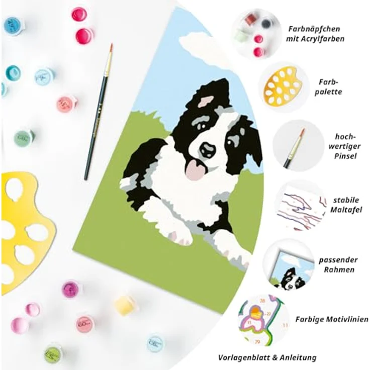 Ravensburger Malen nach Zahlen 23759 - Border Collie Welpe - Kinder ab 7 Jahren – Bild 5