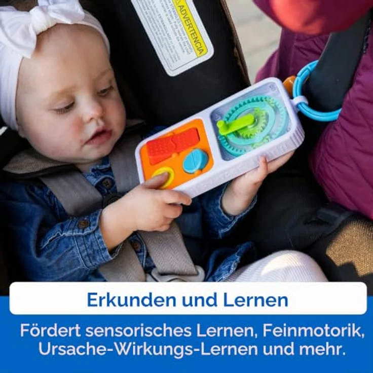 Fat Brain Play Tab On The Go, tragbares Babyspielzeug mit 2 austauschbaren Sensortafeln und Clip für Autositz oder Kinderwagen – Bild 4