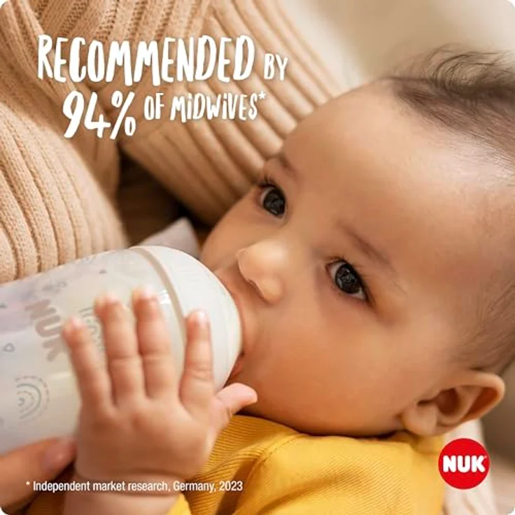 Nuk PP-Flasche Perfect Match 150 ml, Silikon-Sauger Gr. S, Temperaturkontrolle, Anti-Colic, Regenbogen - Weiß – Bild 7