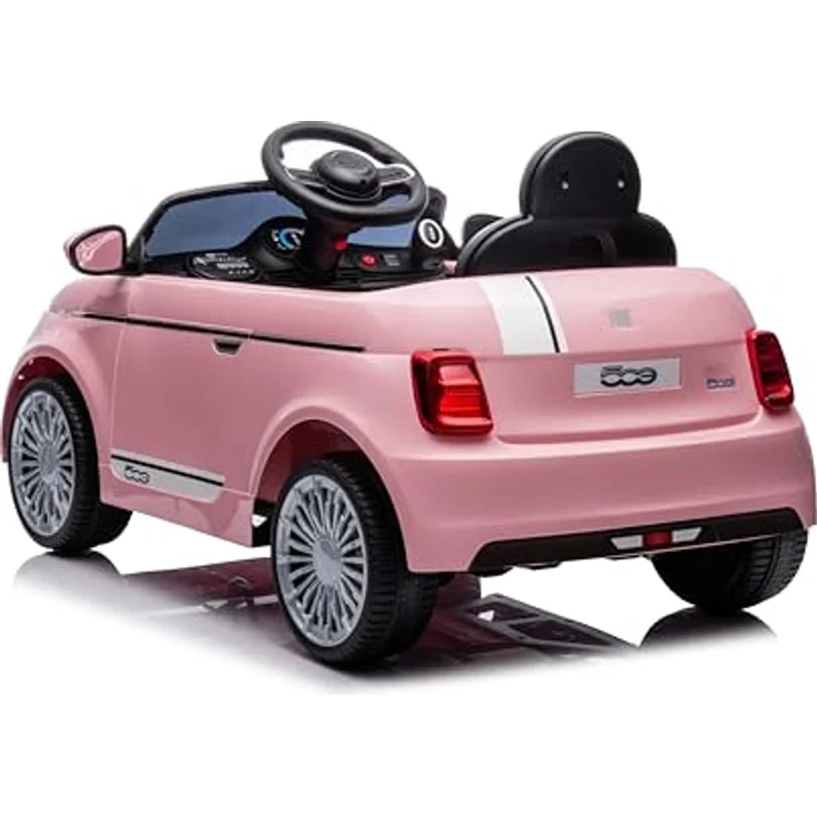Sun Baby FIAT 500 Kinder Elektroauto, Elektro Kinderauto (Rosa) mit Motorleistung 2x30W, Lenkrad mit Sound und Sicherheitsgurte – Bild 3