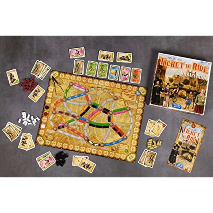 Days of Wonder Ticket to Ride Amsterdam, Brettspiel für 2-4 Spieler, Familien-Brettspiel, Zugspiel, Altersgruppe 8+, Spielzeit 10-15 Minuten, verschiedene Farben – Bild 5