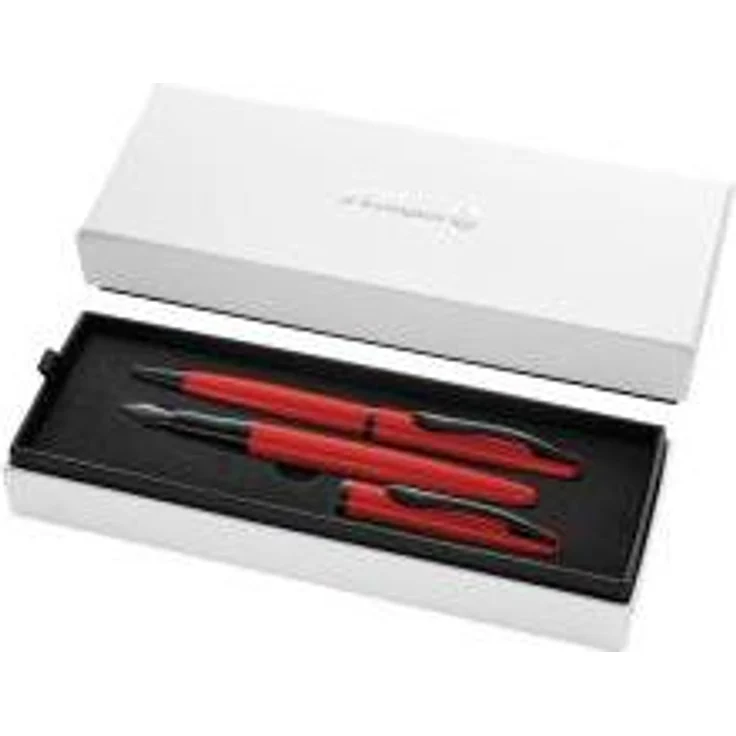 Pelikan Jazz Noble Elegance Set, Füllhalter und Kugelschreiber mit Edelstahlfeder, Red – Bild 1