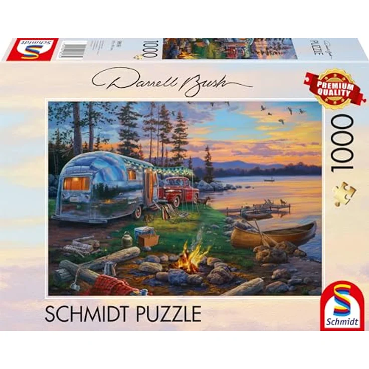 Schmidt Spiele 58533 Darrel Bush, Campingidyll am See, 1000 Teile Puzzle, bunt – Bild 1
