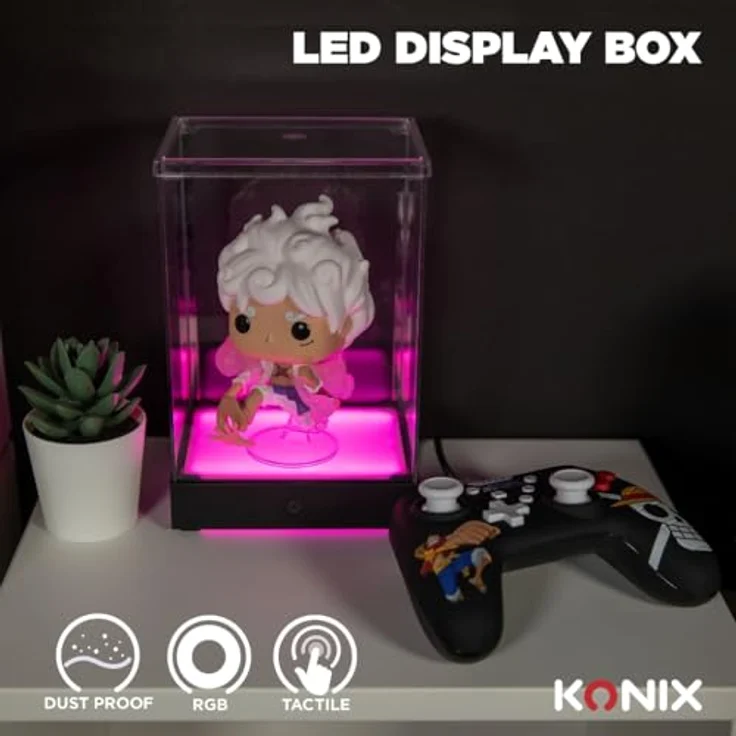 Konix Acryl Display Case mit RGB-Beleuchtung, Vitrine für Funko Pop Figuren, Touch-Bedienung, USB-Betrieb, 9 x 9 x 14 cm – Bild 3