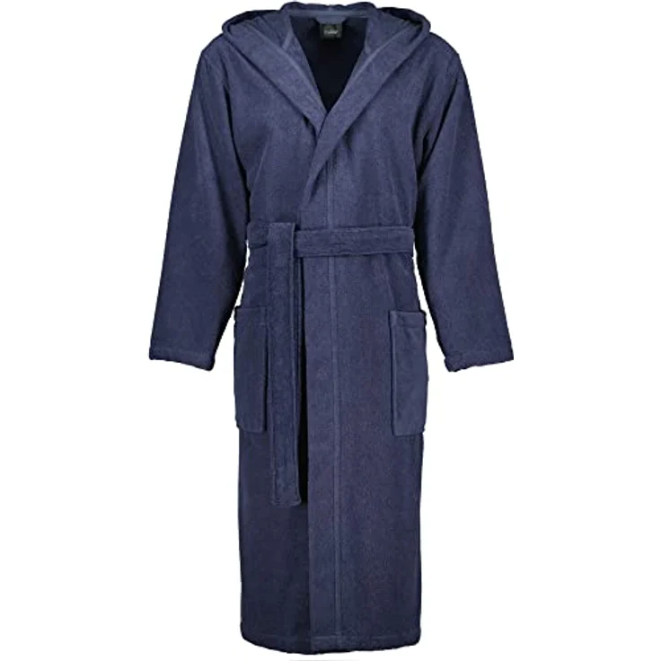 Cawoe Herren Bademantel, Kapuzen-Bademantel aus 100% Baumwolle, Blau, Größe XXL – Bild 1