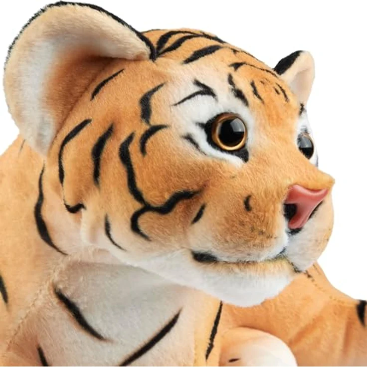 BRUBAKER Tiger Kuscheltier - 30 cm Stofftier - Baby Plüschtier Raubkatze Liegend - Kinder Plüsch Spielzeug - Braun – Bild 4