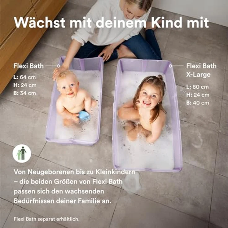 Stokke Flexi Bath X-Large, faltbare Babybadewanne in Lavender, geräumig und leicht, ideal für zuhause und unterwegs, für Kinder von 0-6 Jahren – Bild 4