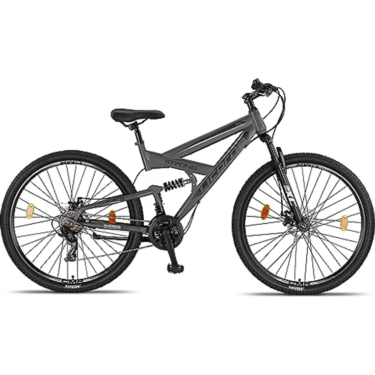 Licorne Bike Strong 2D Premium Mountainbike in 26, 27.5 und 29 Zoll Fahrrad für Jungen Mädchen Damen und Herren Scheibenbremse vorne und hinten 21 Gang Schaltung Vollfederung (29 Zoll, Anthrazit) – Bild 3