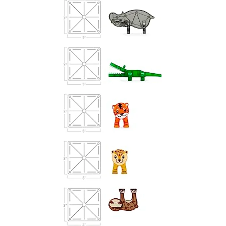 Magna-Tiles Jungle Animals 25-teiliges Set - magnetischen 3D-Bausteinen in klaren Farben, fördert spielerisches Lernen – Bild 5