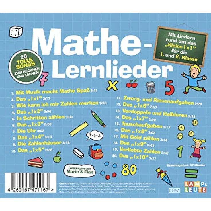 Universal Music GmbH Hörspiel Mathe-Lernlieder, Kinder-CD mit 20 abwechslungsreichen Liedern zur spielerischen Mathematikförderung – Bild 2