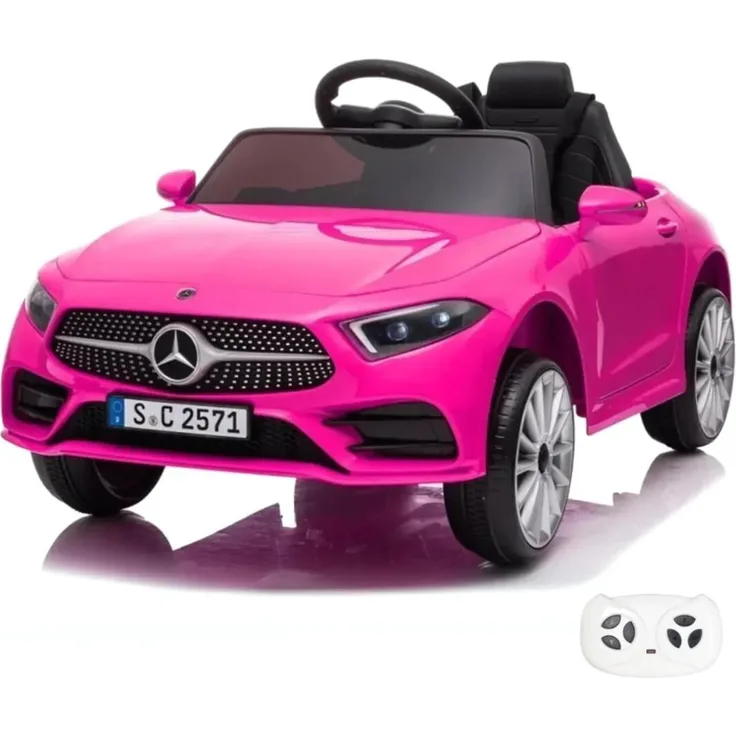 Mercedes CLS350 Kinder Elektro Auto 12V, mit Fernbedienung, für 1 bis 5 Jahre, rosa, Scheinwerfer, MP3-Player, Sicherheitsgurt, 3-5 km/h