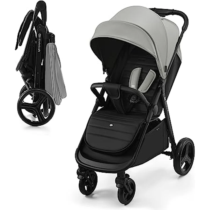 Kinderkraft RINE Buggy bis 22 kg, Kinderwagen, Mit einer Hand zusammenklappbar, wasserfestes Verdeck mit UPF50+ Filter, liegende Position, Getränkehalter im set, Grau – Bild 1