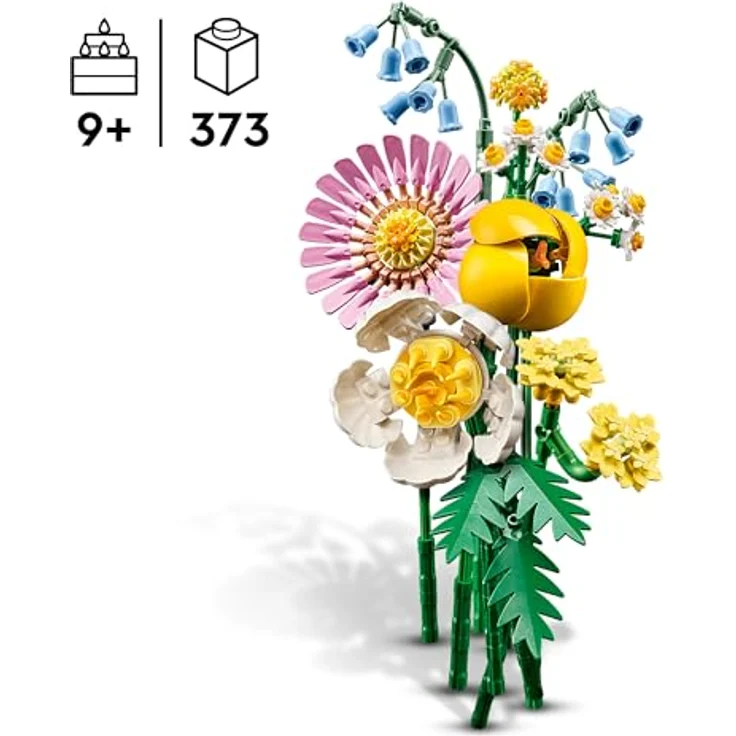 LEGO Botanicals Kleiner Sommerstrauß, Bauset mit Kunstblumen, inkl. Glockenblumen, Butterblumen, Tulpen, verstellbare Stiele, Spielzeug für Mädchen ab 9 Jahren, 10347 – Bild 2