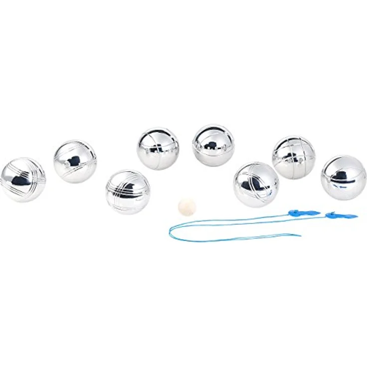 PEARL Boule Kugeln Set, 8 Metall-Kugeln mit Abstandsmesser und Tragetasche, ideal für Garten und Strand – Bild 4