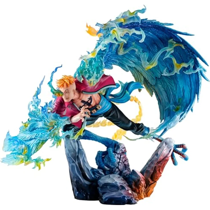 Megahouse One Piece P.O.P MAS Maximum PVC Statue Marco the Phoenix, 32 cm, detailreiche Figur für Sammler, präsentiert in Fensterbox – Bild 1