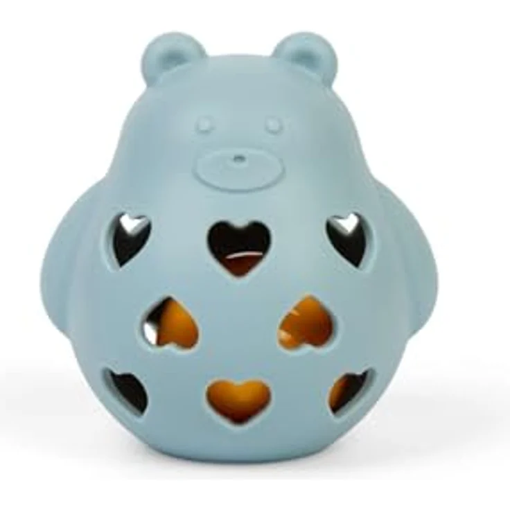 Bigjigs Honey Bear Rattle, Babyspielzeug aus lebensmittelechtem Silikon, pastelblau, 12 cm – Bild 1