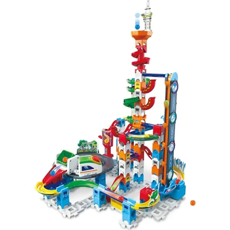 Vtech Marble Rush - Super Sky Tower Set XL300, Kugelbahn mit langlebigen hochwertigen Materialien