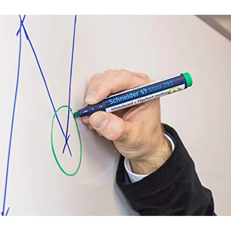 Schneider Maxx 293 Marker (für Whiteboards und Flipcharts, Keilspitze 2 + 5 mm Strichstärke, rückstandsfrei trocken abwischbar, hohe Qualität, kräftig und farbintensiv) Etui mit 4 Farben - Preisvergleich – Bild 4