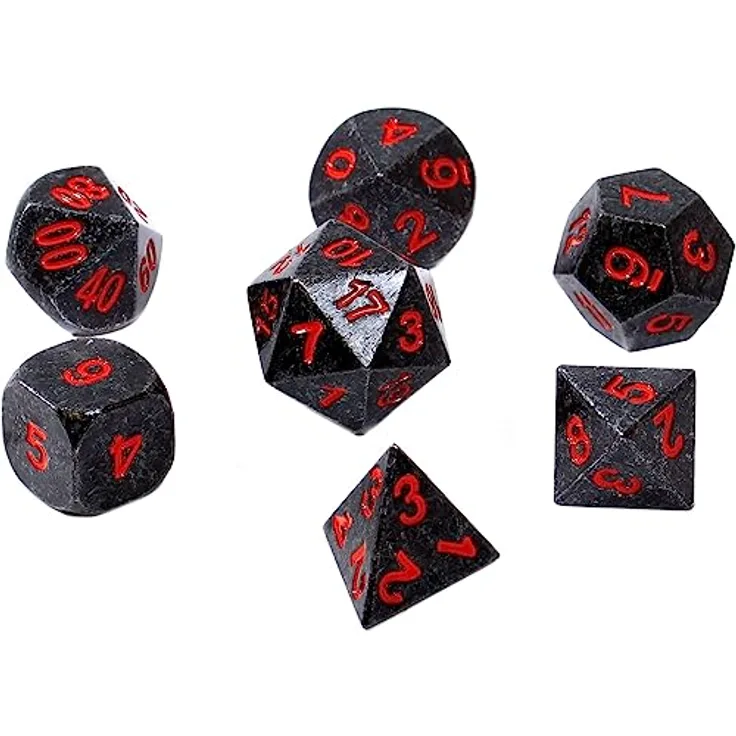 Knochen-Set REBEL RPG - Metall - Schwarzer Stahl mit roten Zahlen