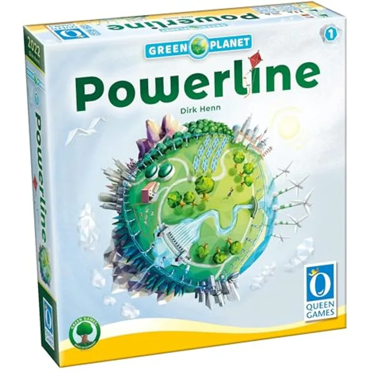 Queen Games Powerline, Familienspiel zum Aufbau eines Stromnetzes mit regenerativen Energien