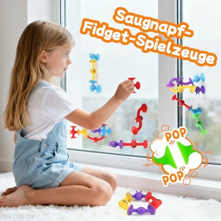 ECHOCUBE Saugnapf Spielzeug, 42 Stück sensorisches Badewannenspielzeug für Kinder ab 3 Jahren, BPA-frei, Stressabbau-Spielzeug und Reisespielzeug – Bild 2