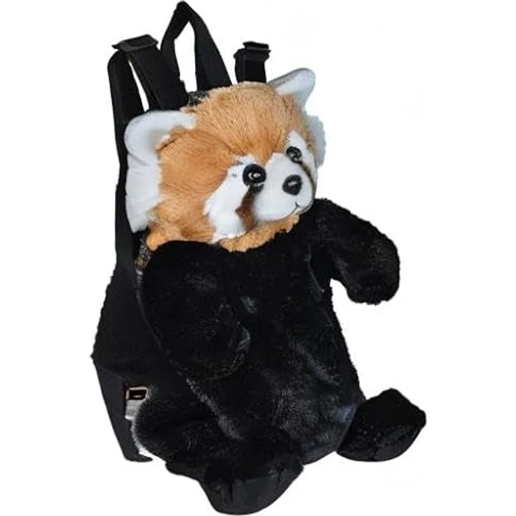 Wild Republic Red Panda, Plüsch Rucksack in Schwarz, kuschelig und weich – Bild 2