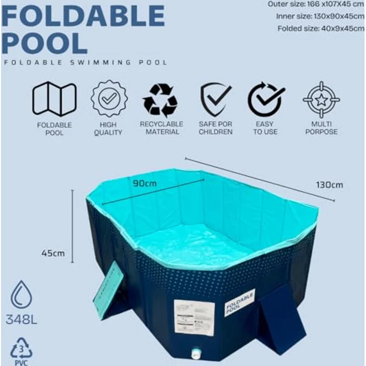 Starlyf Foldable Pool, faltbares Planschbecken in blau, 348/600/1000 Liter, langlebig und robust ohne Aufblasen – Bild 2