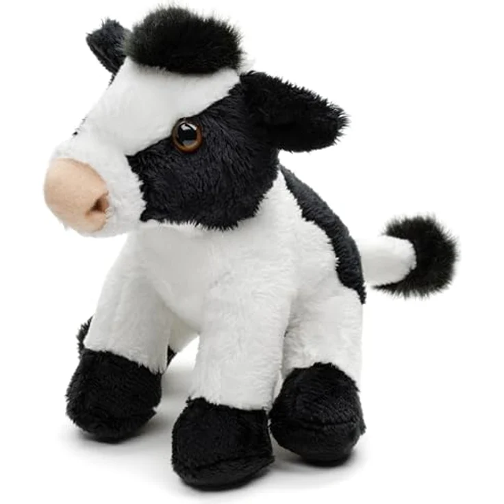 Uni-Toys Kuh Plushie, sitzend (schwarz-weiß) - Plüschtier 14 cm mit naturgetreuem Design und recyceltem Füllmaterial – Bild 1