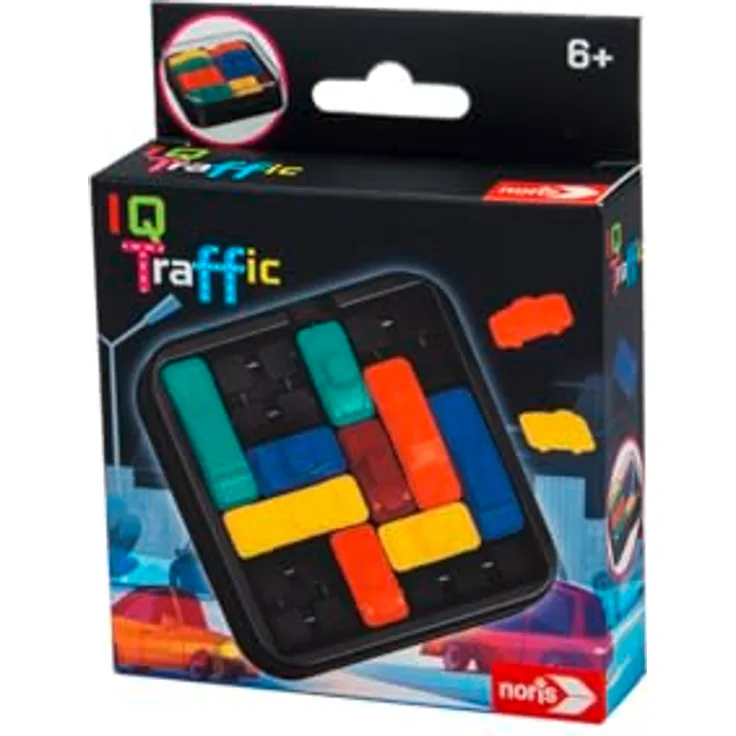 Noris IQ Traffic 606134745, Logikspiel zum Puzzle-Lösen mit kompaktem Format für Reisen, ab 6 Jahren