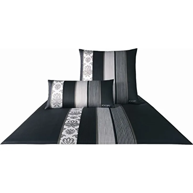 JOOP Satinbettwäsche Ornament Stripes Fb. 9 - Schwarz Größe: 200 x 200 cm