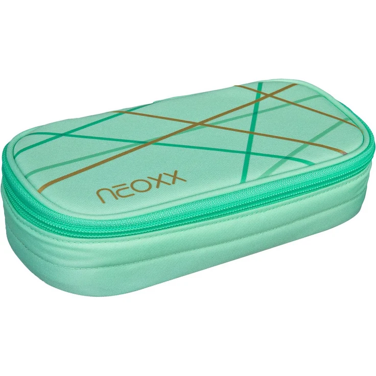 neoxx Schreibgeräteetui Schlamperbox, Jump, Mint To Be, teilweise aus recyceltem Material, mit Geodreieckfach und Stift-Flap - Preisvergleich – Bild 1