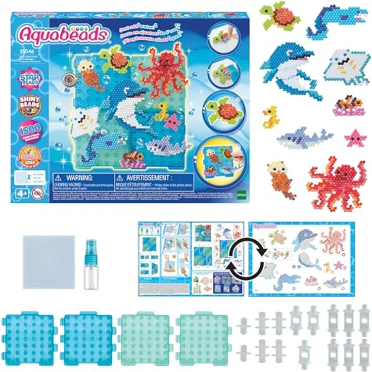 Aquabeads Ozean Bastelset, 1.500 bunte Perlen für kreative Unterwasser-Motive, kinderfreundlich ohne Bügeln oder Kleber – Bild 8
