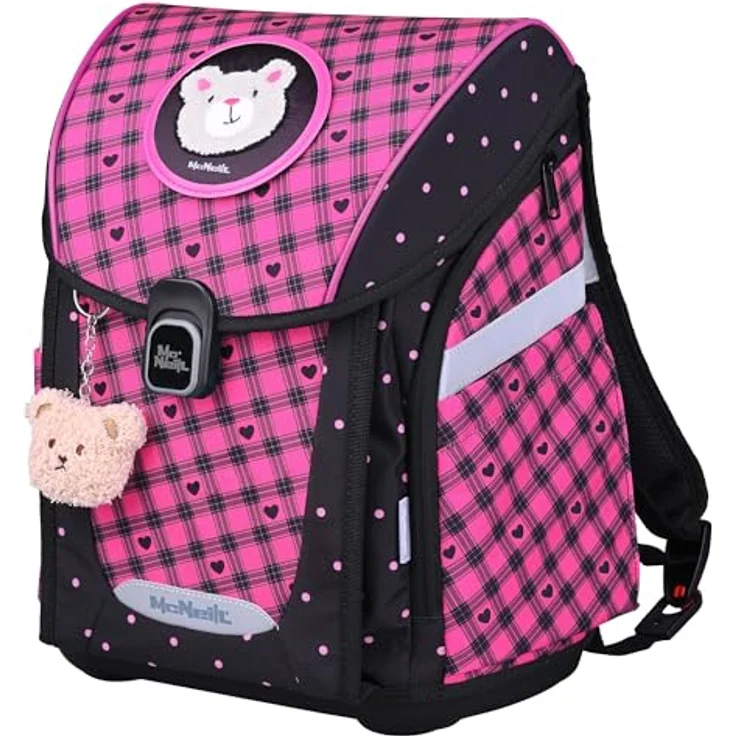 McNeill PRIMO Schulranzen Set 9tlg. (BUDDY), leichter Schulranzen mit ergonomischem Rückensystem, 19 L, inkl. gefülltem Etui, Sportbeutel und pinkfarbener Brotdose – Bild 3