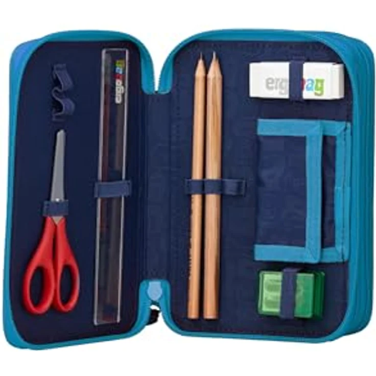 ergobag Maxi Mäppchen Set 40-Teilig, Lyra Bunt- und Filzstifte, Kleingeld Fach, Lineal, Schere – Bild 3