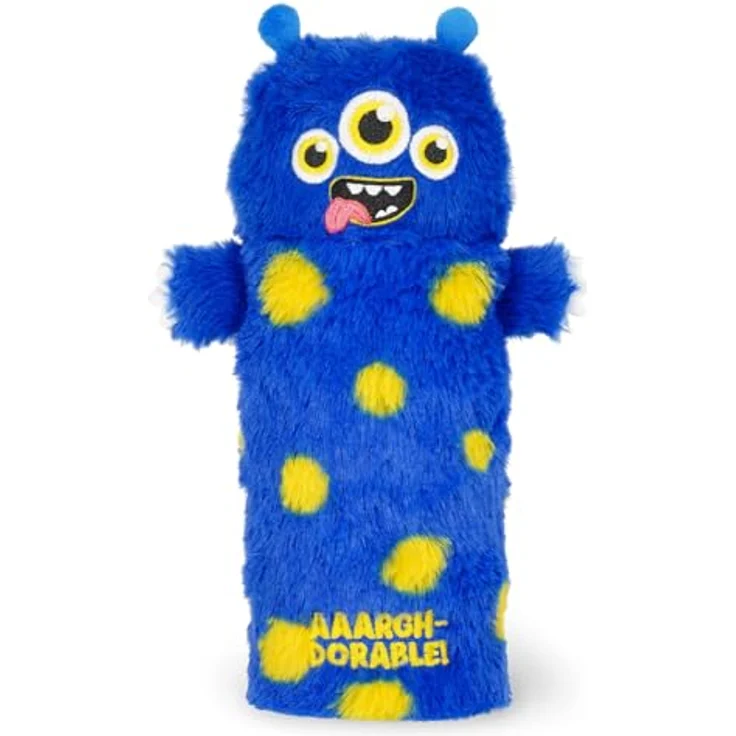 LEGAMI Super weiches Federmäppchen Monster-Motiv, 100% Polyester, inkl. Malvorlage, 14,5 x 24,5 x 8 cm – Bild 1