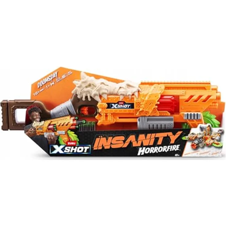 ZURU XShot Insanity HorrorFire Doomsday Blaster mit einzigartiger Drehfunktion, nicht für Kinder unter 3 Jahren geeignet