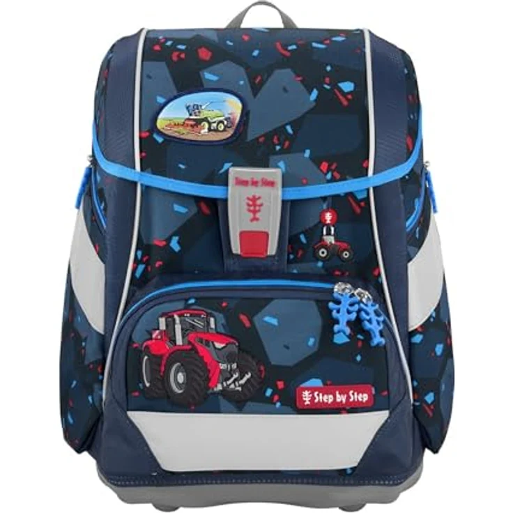 Step by Step Schulranzen-Set 2IN1 Plus „Tractor Freddy“ 6-teilig, blau, ergonomisch, höhenverstellbar, reflektierend, Traktor-Design, 19L – Bild 2