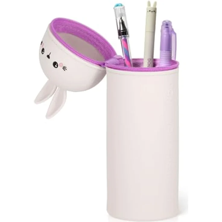 LEGAMI 2-in-1 Weiche Silikontasche Bunny Schultasche, Tischstifthalter, Reißverschluss, H 18,5 cm, Buntstifte Marker Schreibzeug Federmäppchen Silikon – Bild 2