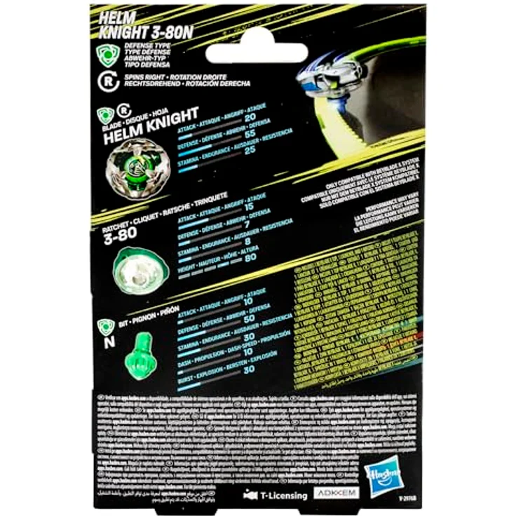 Hasbro Beyblade X Helm Knight 3-80N, Starter Pack mit X-Celerator Beschleunigungssystem, rechtsdrehender Abwehr-Kreisel – Bild 5