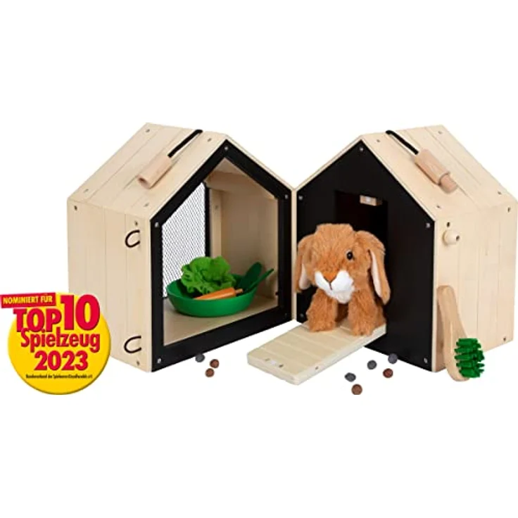 Hasenstall, Spielzeug aus Holz, mit Hase und Zubehör, von Small Foot - Preisvergleich – Bild 17