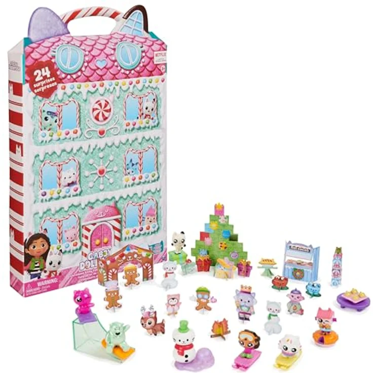 Gabby's Dollhouse, Adventskalender mit 24 Überraschungen, Figuren, Aufklebern und Puppenhaus-Zubehörteilen, Geschenk für Kinder ab 3 Jahren – Bild 1
