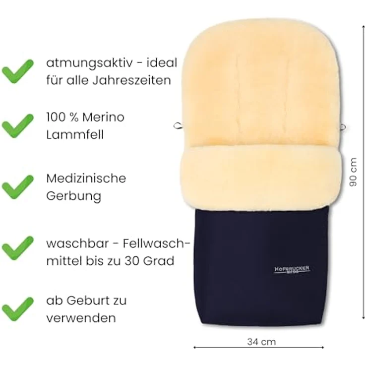Hofbrucker - Lambskin footmuff for stroller Putzi navy blue – Bild 5