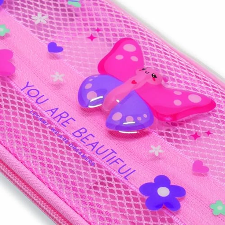 Legami Wonderwow Federmäppchen, Butterfly Motiv, 2 Fächer, Stifthalter, Innenfach mit Netzstoff, Reißverschluss, 23 x 11 x 5 cm – Bild 4