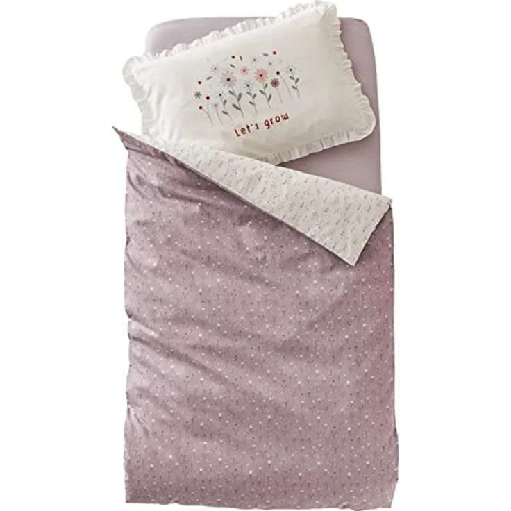 VERTBAUDET Bettbezug für Babys, wendbar, weich, Provence, Oeko-Tex®, Ecru/Violett, 100 x 120 cm