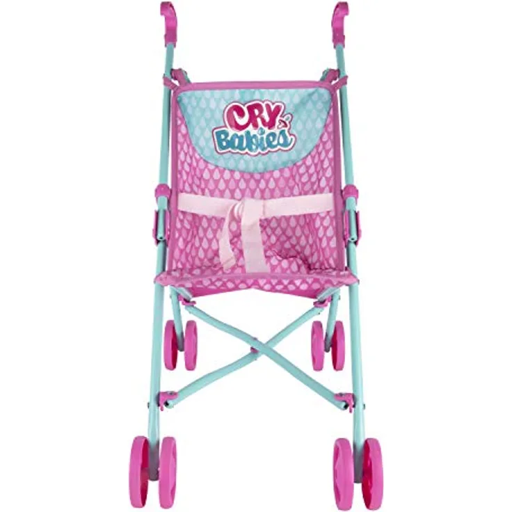 CRY BABIES Buggy | Puppenwagen mit Sicherheitsgurt, leicht faltbar, klappbar; Puppenzubehör für 30cm Puppen geeignet | Perfekte Spielzeug für Kinder ab 3 Jahren, Talla unica