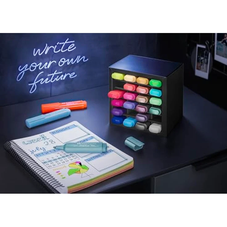 Faber-Castell 254602 - Textmarker Set 24-teilig, Tischset mit allen Neon-, Pastell- und Metallicfarben – Bild 4