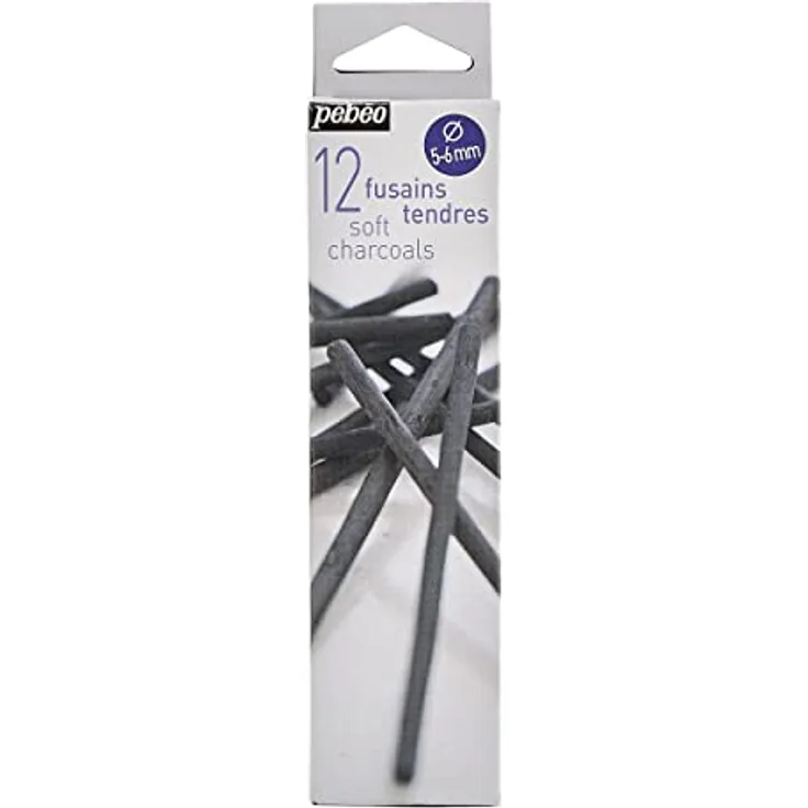 Pebeo 383100 Zeichenkohle 12-er Packung, weich, 5-6 mm