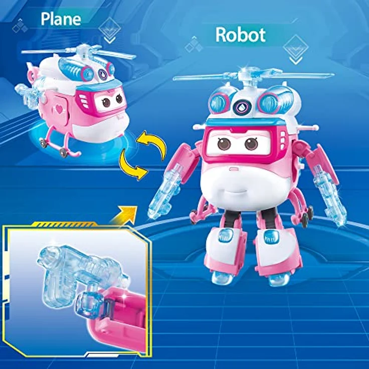Super Wings Dizzy Deluxe Transforming, 6" Flugzeug-Roboter mit Lichtern und Sounds, 2 Modi, für 3+ Jahre alte Kinder – Bild 4