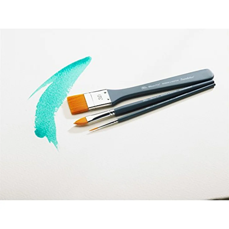 Winsor & Newton 5295003 Foundation Pinselsets, Acrylpinsel, 3er Set,, Rundpinsel Nr. 2, Flachpinsel Nr.2, Filbert Nr.4 - kurzer Stiel – Bild 3