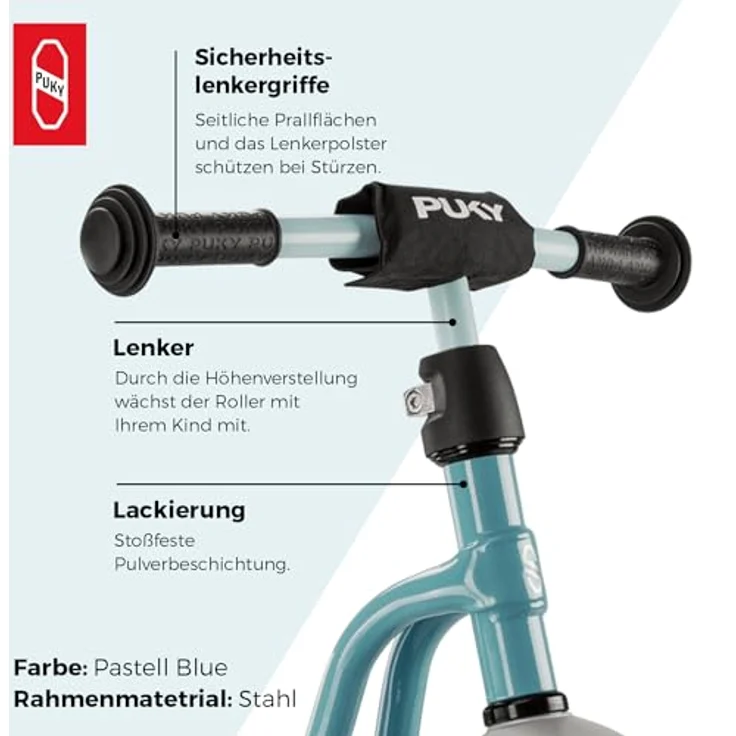 PUKY R1 Scooter | Sicherer Roller für Kinder ab 2 Jahren | Rutschfestes Trittbrett | Höhenverstellbarer Lenker | Blau – Bild 5